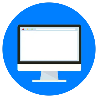 Computer desktop icon transparent background, blue blank monitor hd logo